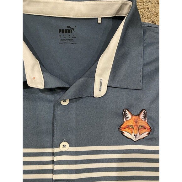 Puma Men’s Golf API Collection Track Polo Shirt Blue Pink Foxchase Golf Logo 2XL - Picture 3 of 8